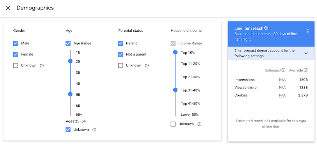 12 types of audience targeting available in Display & Video 360 (DV360) - DV360 Demographics