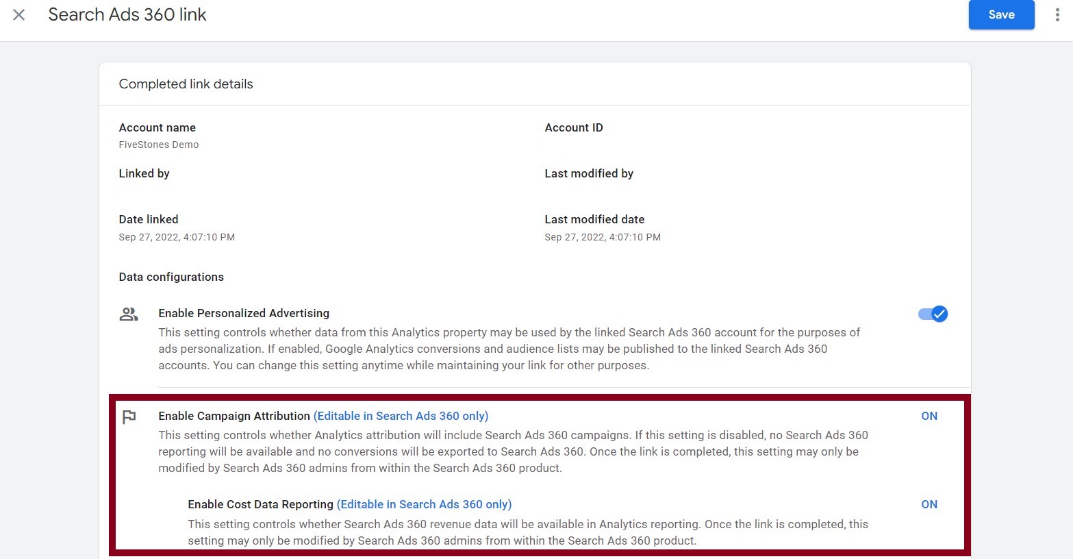 SA360 enable campaign attribtuion screenshot 44
